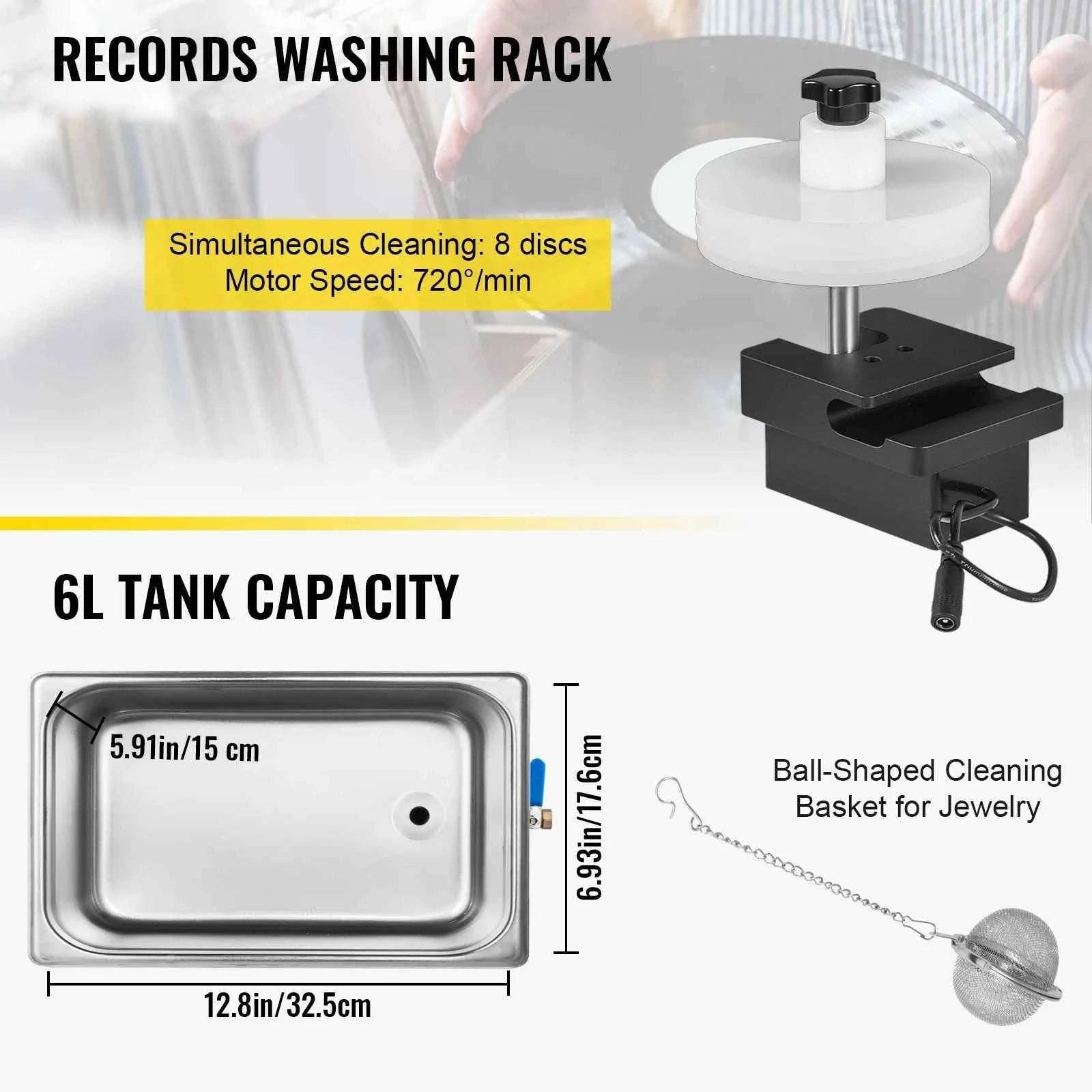 6L Ultrasonic Record Cleaner with Knob Control-spain
