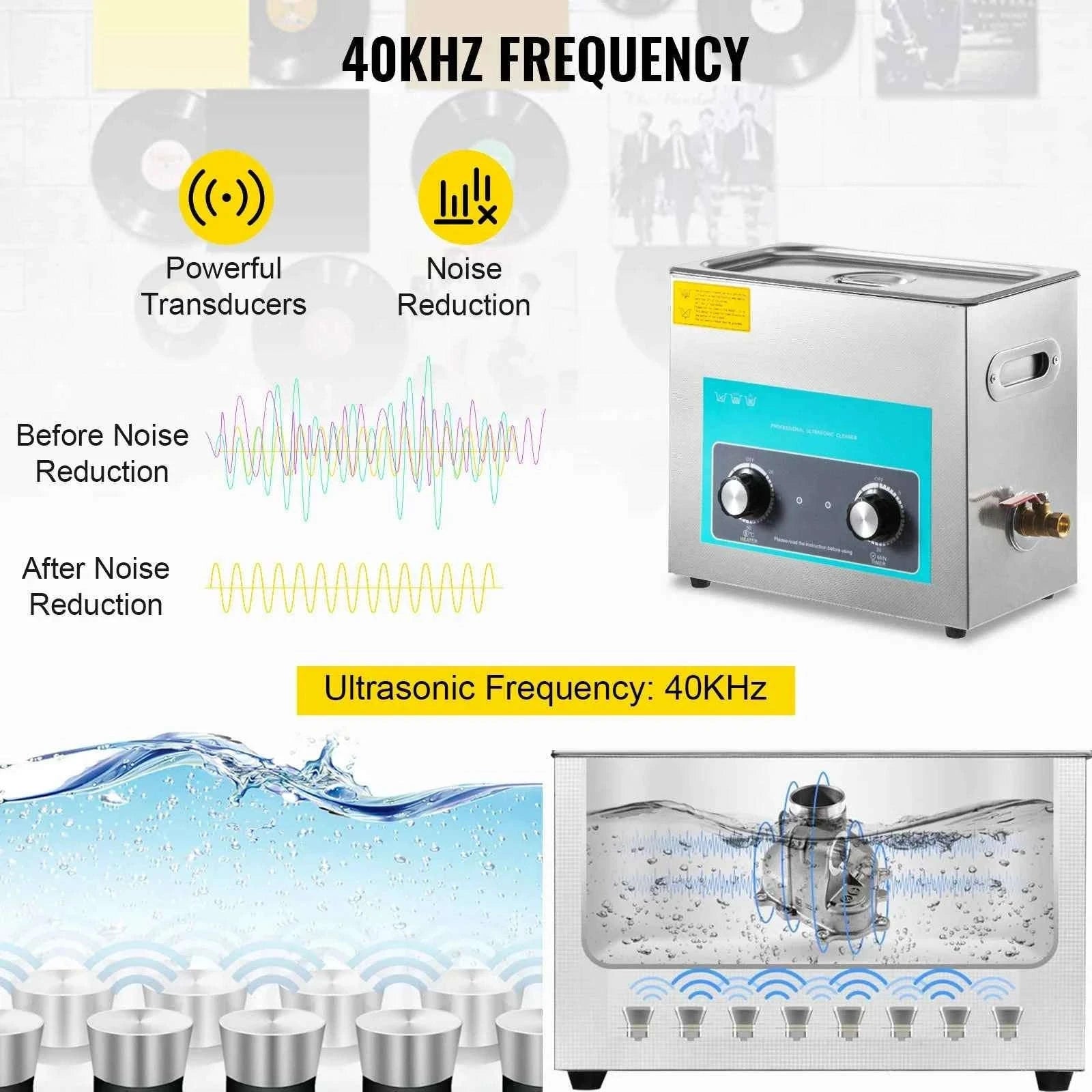 6L Ultrasonic Record Cleaner with Knob Control-spain
