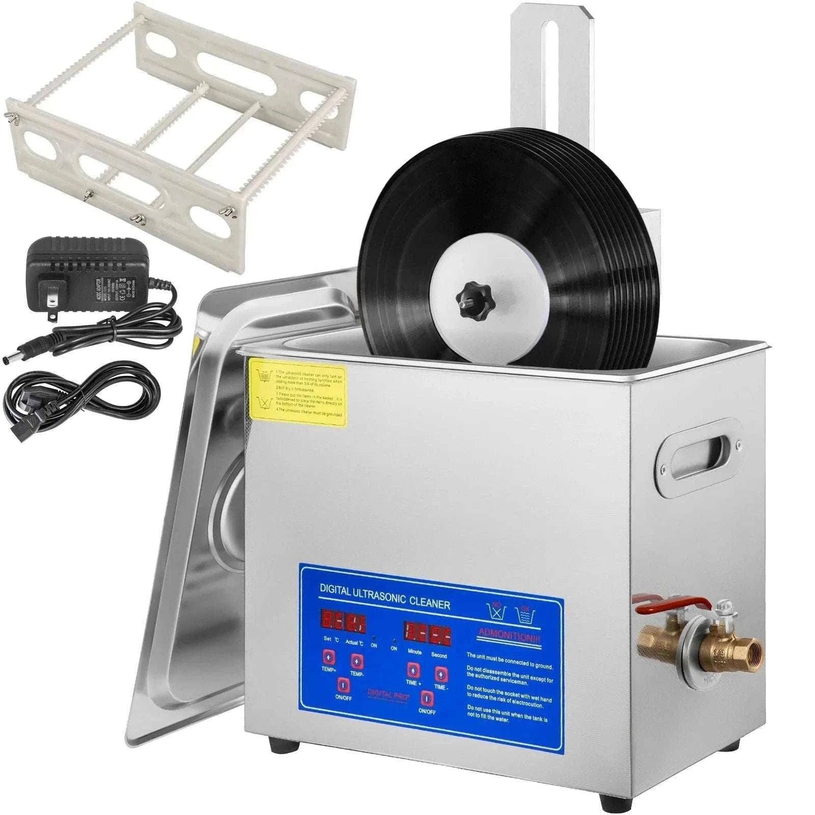 6L Ultrasonic Vinyl Record Cleaner 40kHz with Drying Rack-CZECH REPUBLIC