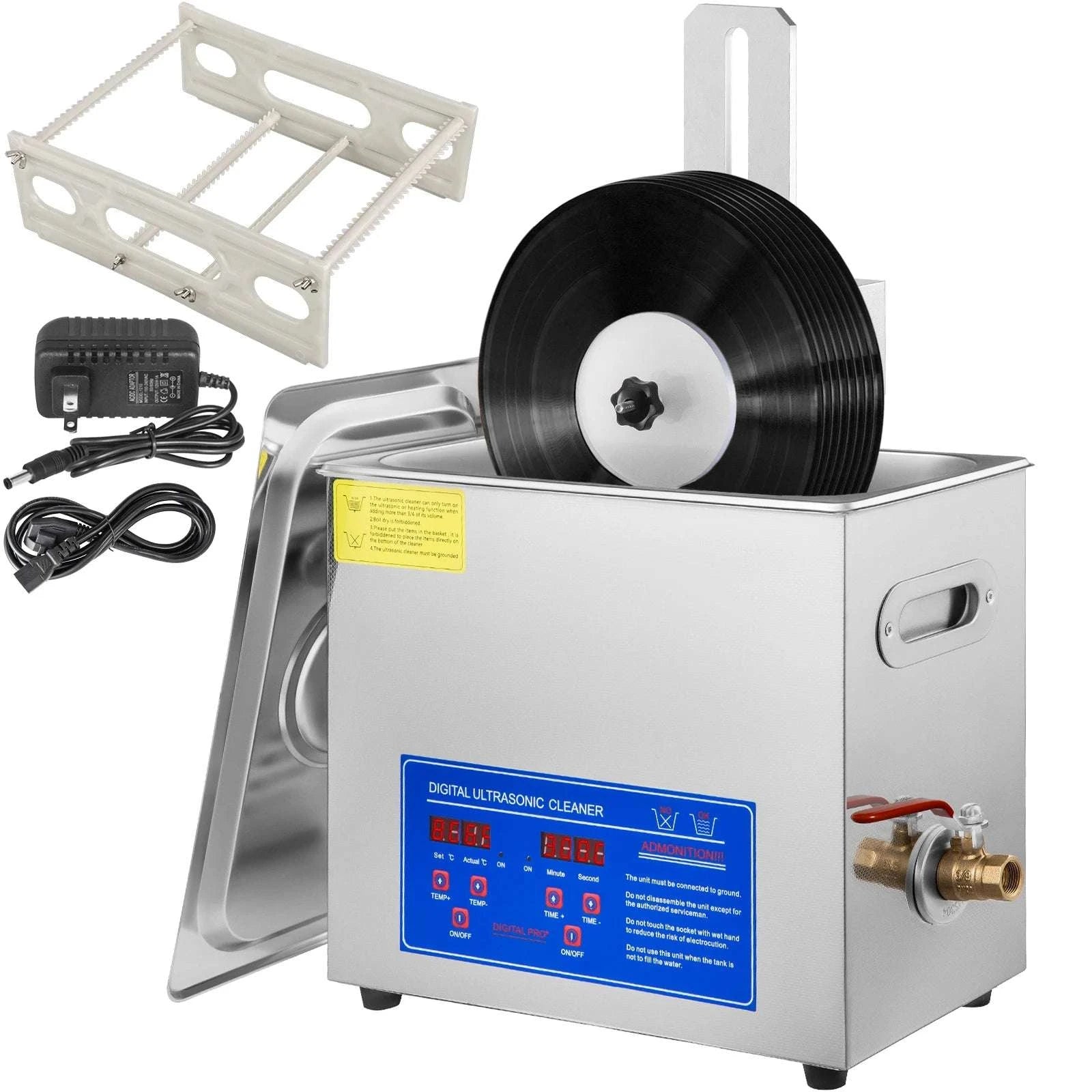 6L Ultrasonic Vinyl Record Cleaner with Drying Rack for 7–12" Records-United States