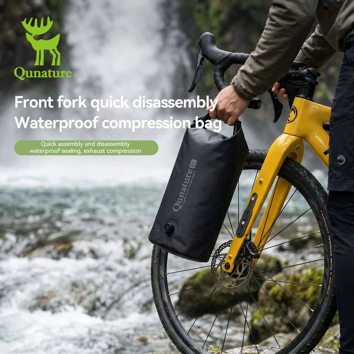 6L Waterproof Bikepacking Fork Bag with Magnetic Mount-H75