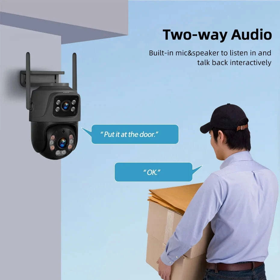 6MP Dual Lens WiFi PTZ Outdoor Security Camera with Human Detection-1pc / US Plug / United States