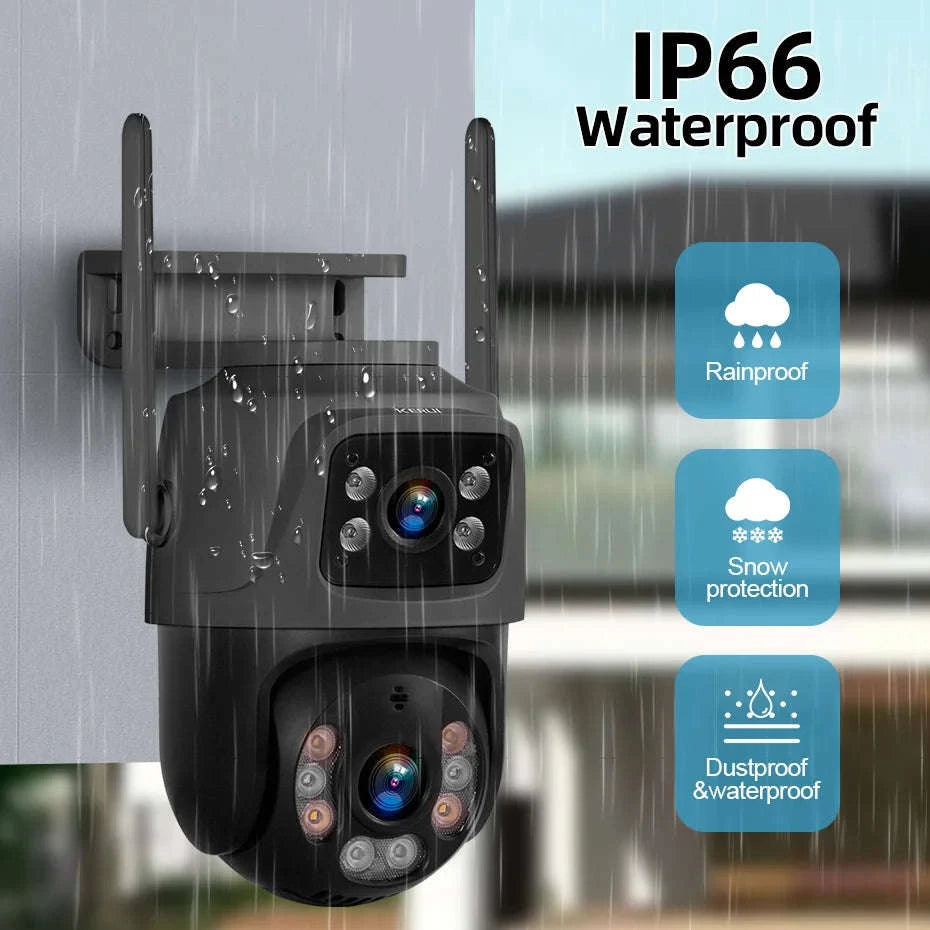 6MP Dual Lens WiFi PTZ Outdoor Security Camera with Human Detection-1pc / US Plug / United States