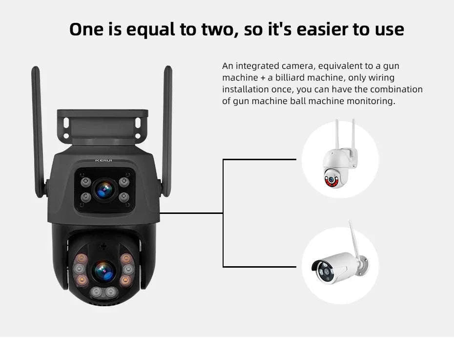 6MP Dual Lens WiFi PTZ Outdoor Security Camera with Human Detection-1pc / US Plug / United States