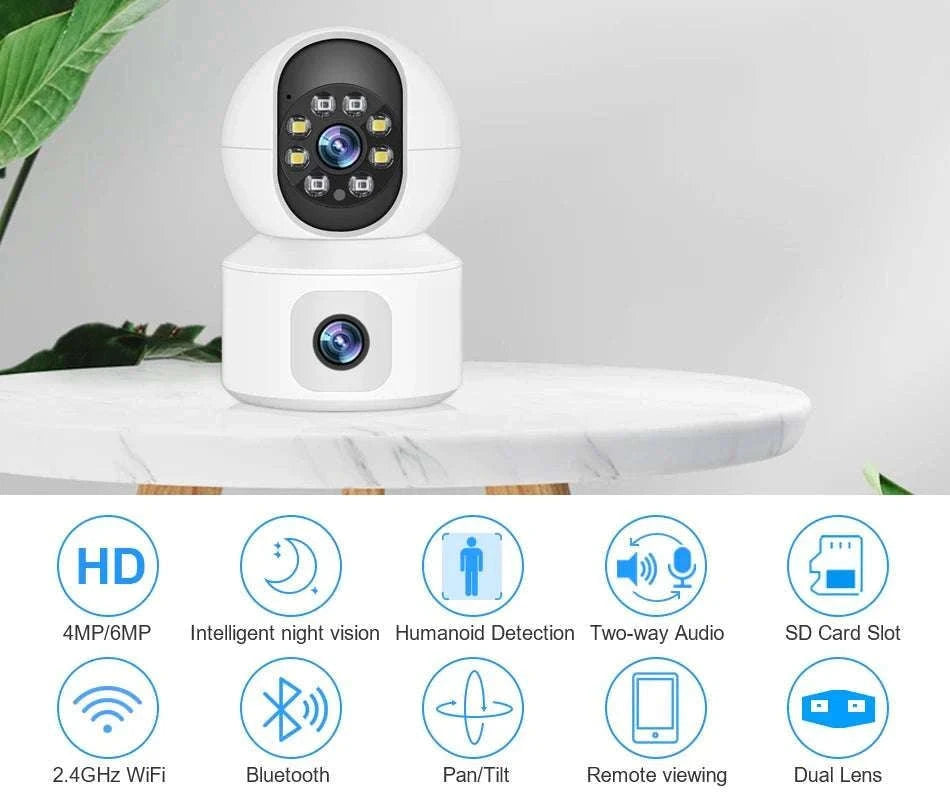 6MP Dual Lens WiFi Security Camera with Auto Tracking & Audio-6MP No Card / China Mainland