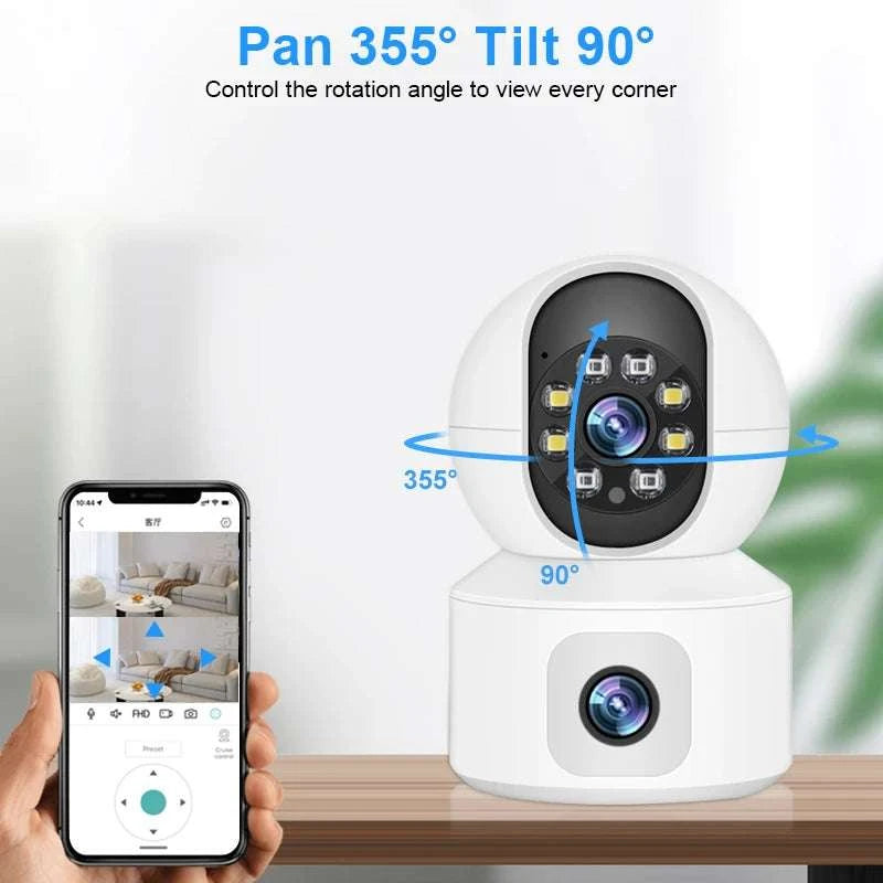 6MP Dual Lens WiFi Security Camera with Auto Tracking & Audio-6MP No Card / China Mainland