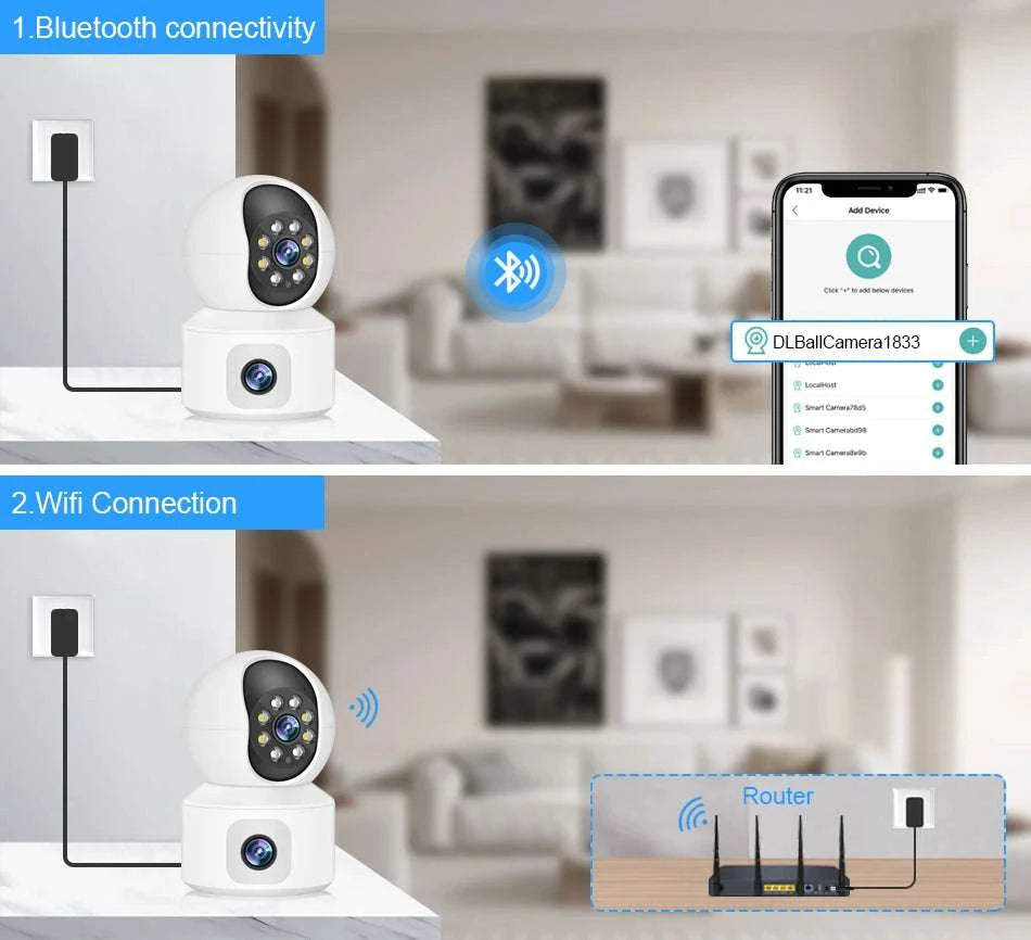 6MP Dual Lens WiFi Security Camera with Auto Tracking & Audio-6MP No Card / China Mainland