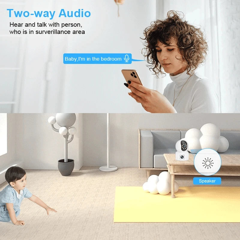 6MP Dual Lens WiFi Security Camera with Auto Tracking & Audio-6MP No Card / China Mainland