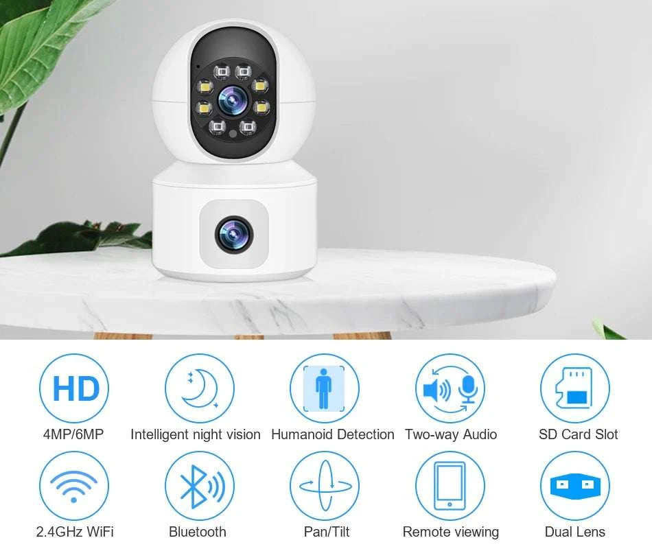 6MP Dual Lens WiFi Security Camera with Auto Tracking & Audio-6MP No Card / China Mainland