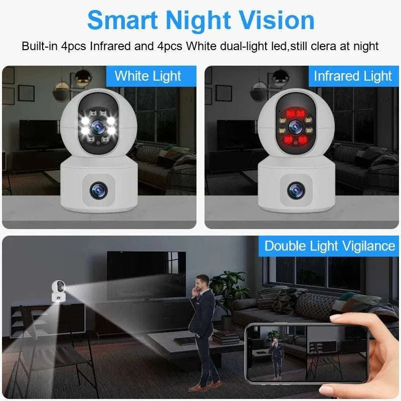 6MP Dual Lens WiFi Security Camera with Auto Tracking & Audio-6MP No Card / China Mainland