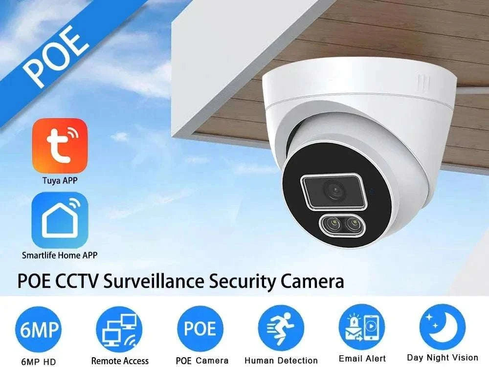 6MP PoE Security Camera with Night Vision & Two-Way Audio-6MP TUYA POE Camera / 3.6mm