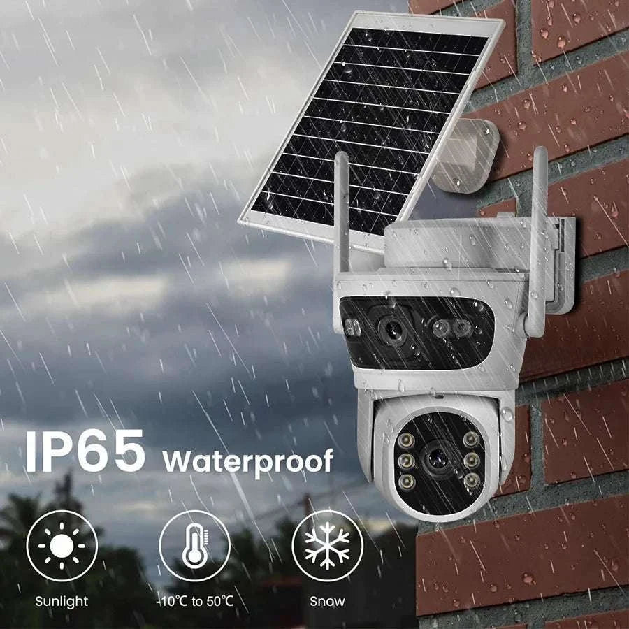 6MP Solar WiFi Security Camera Outdoor Dual Lens PTZ 360° View-Camera add 32G Card