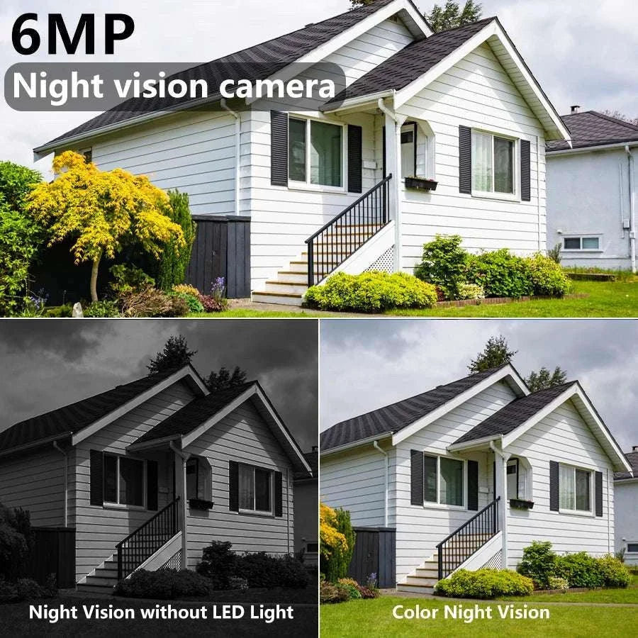 6MP Solar WiFi Security Camera Outdoor Dual Lens PTZ 360° View-Camera add 32G Card