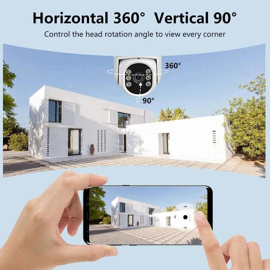 6MP Solar WiFi Security Camera Outdoor Dual Lens PTZ 360° View-Camera add 32G Card