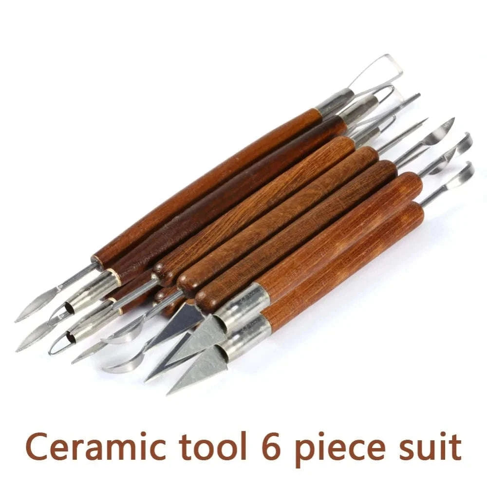 6PCS Clay Sculpting Tools Set with Wood Handle & Double Ends-United States / 6pcs