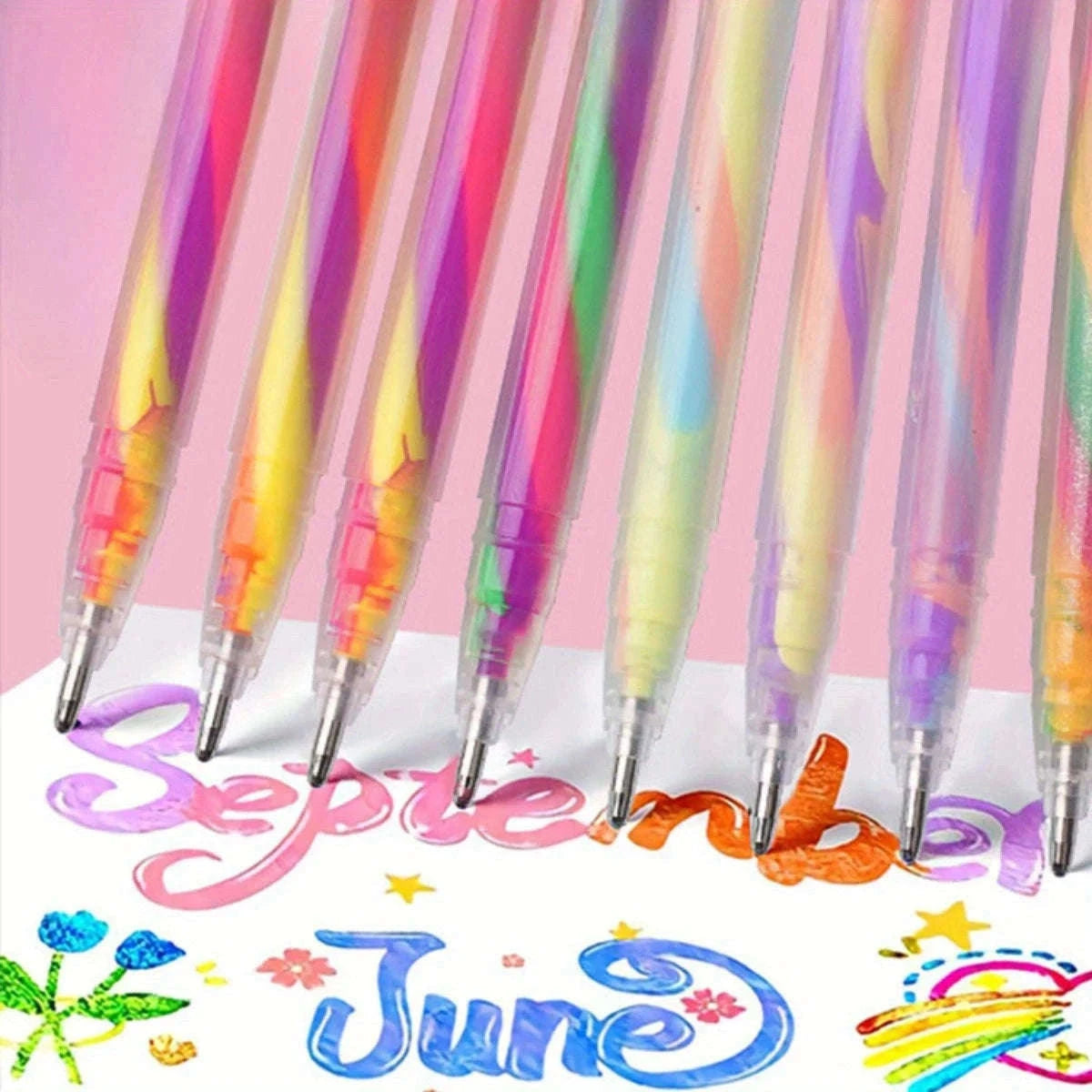 6pcs Glitter Gel Highlighter Pens Set for Notes and Crafts-A