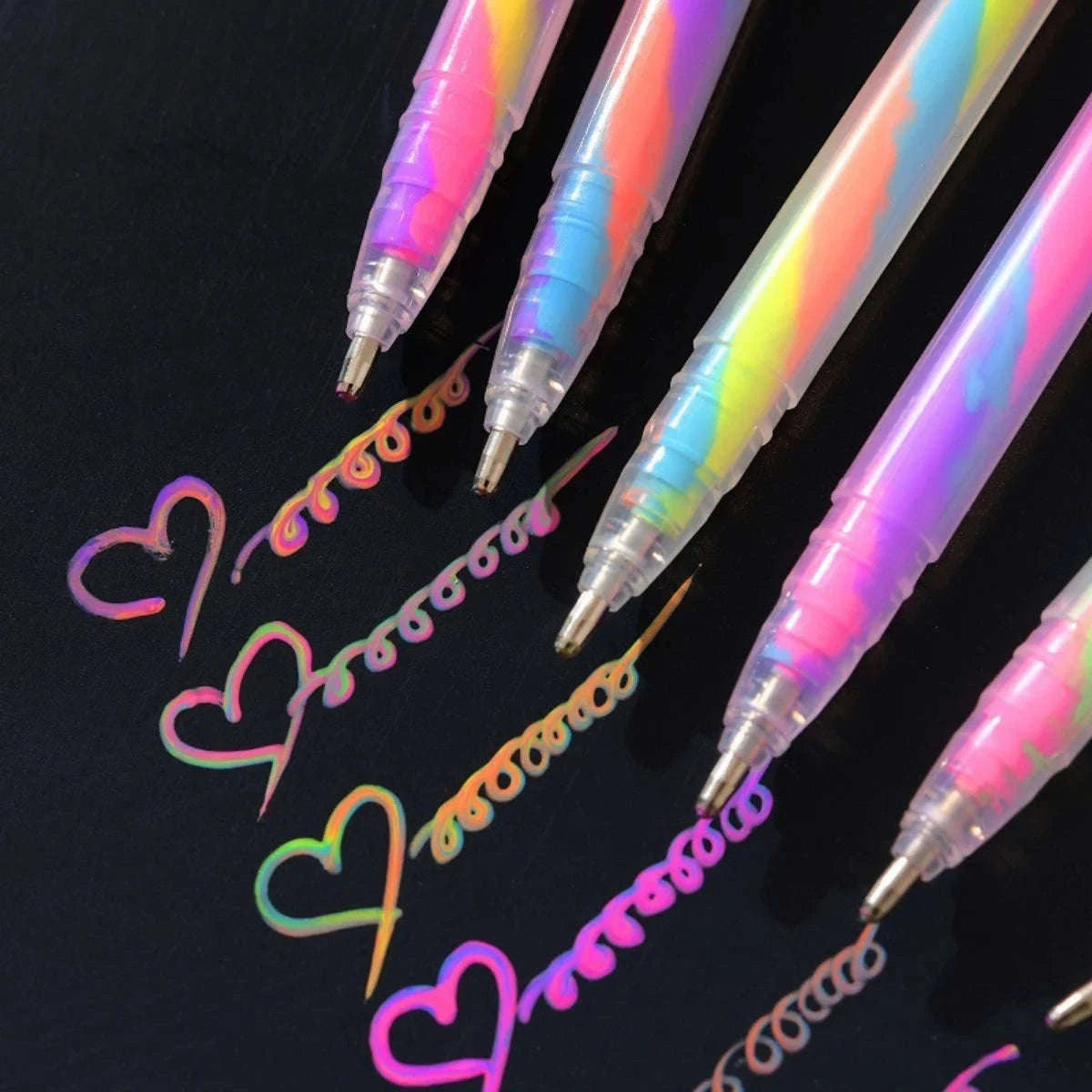 6pcs Glitter Gel Highlighter Pens Set for Notes and Crafts-A