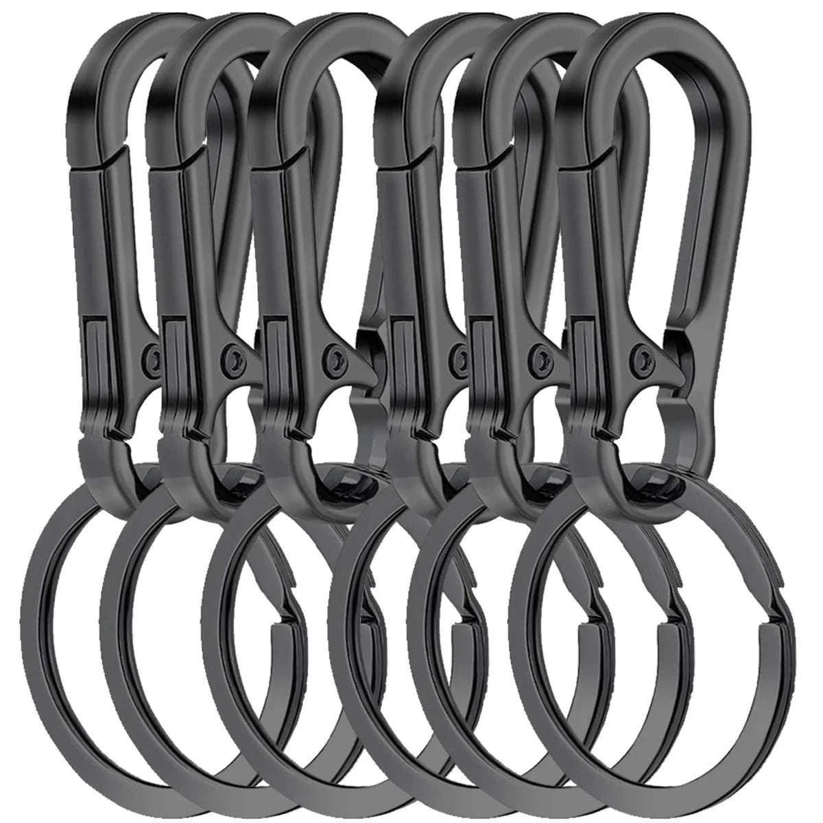 6Pcs Metal Carabiner Clip Keychain Set-black