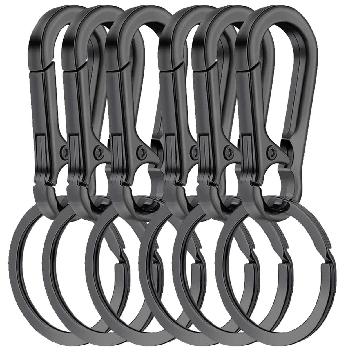 6Pcs Metal Carabiner Clip Keychain Set-black