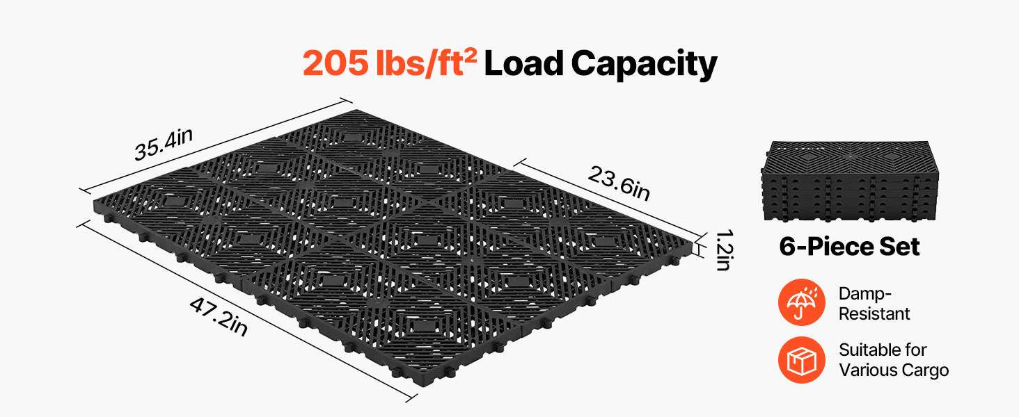 6PCS Plastic Storage Pallets with Grid Design for Basement & Warehouse-6pcs / United States