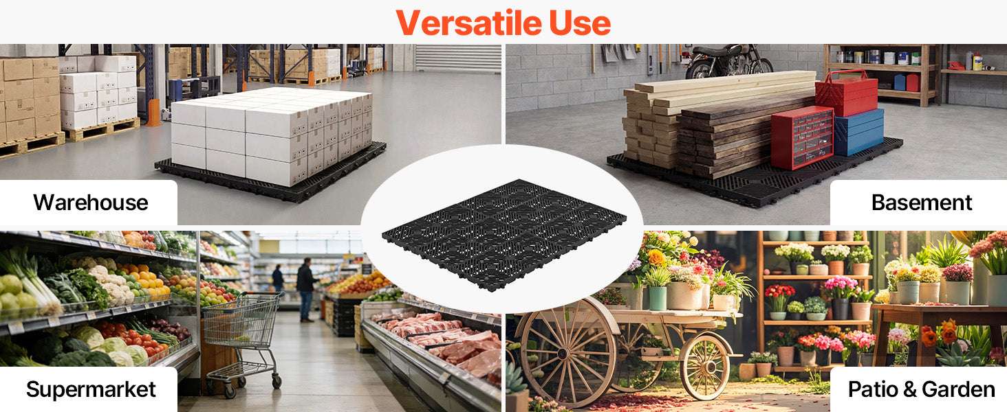 6PCS Plastic Storage Pallets with Grid Design for Basement & Warehouse-6pcs / United States