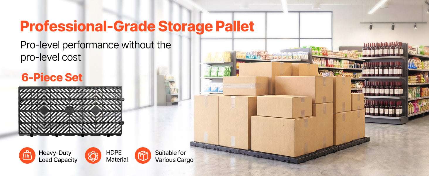 6PCS Plastic Storage Pallets with Grid Design for Basement & Warehouse-6pcs / United States