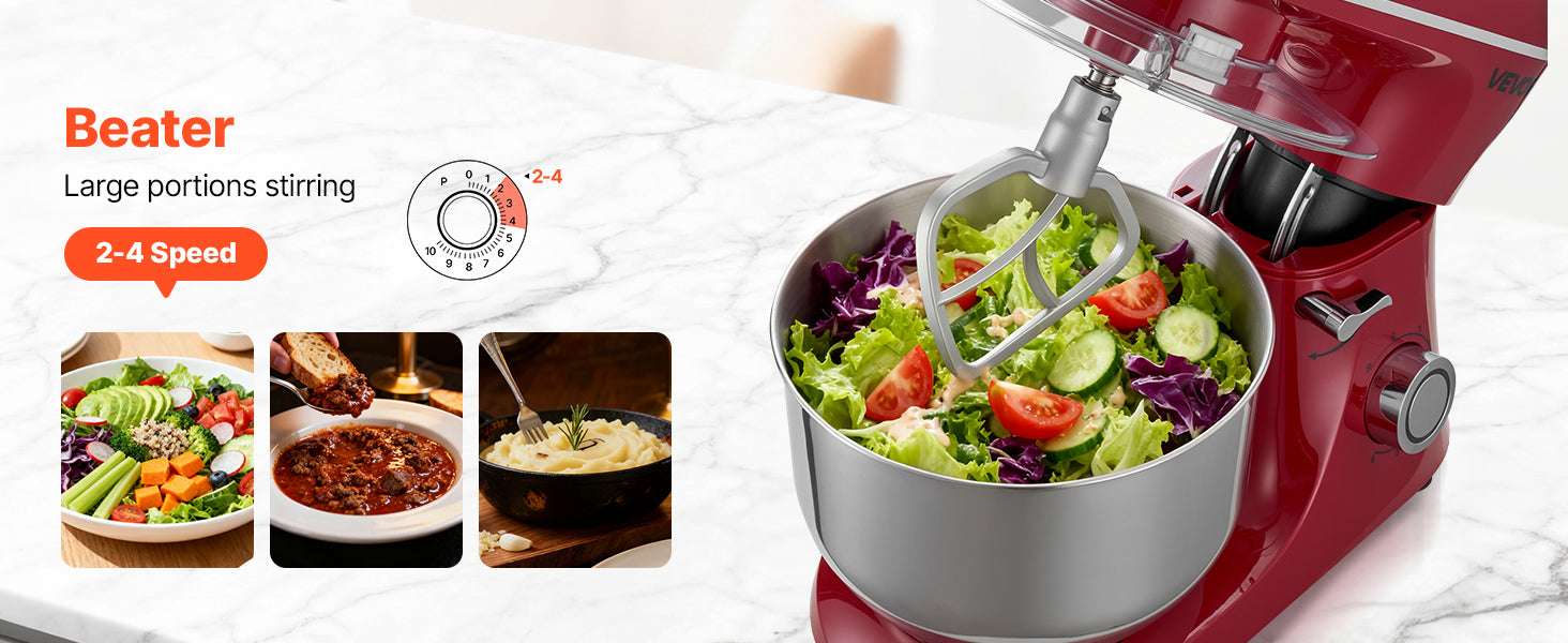 6QT Electric Stand Mixer with 6 Speeds & Stainless Steel Bowl-5.7L / United States
