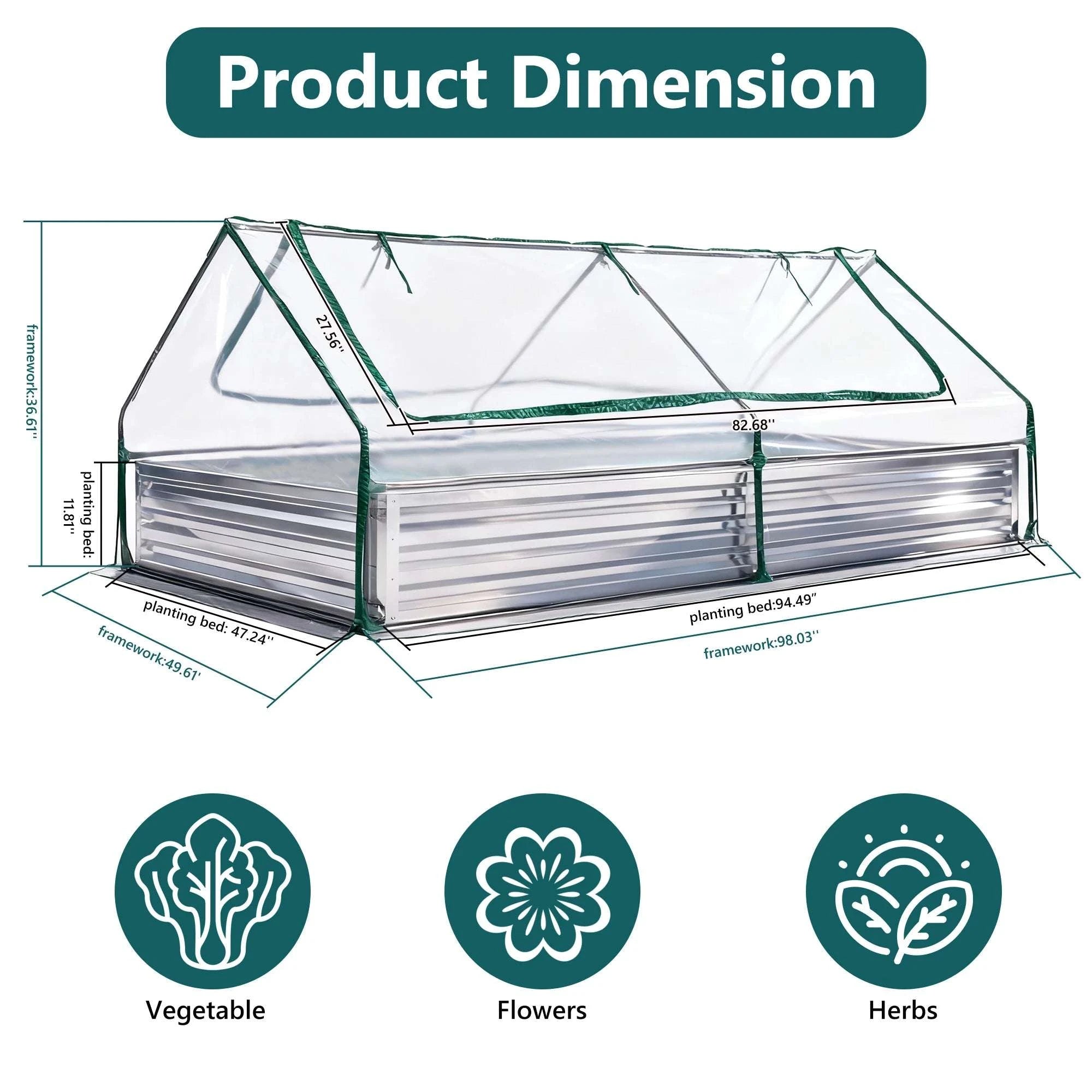 6x3x2ft Galvanized Raised Garden Bed for Deep Root Plants-Silver / United States