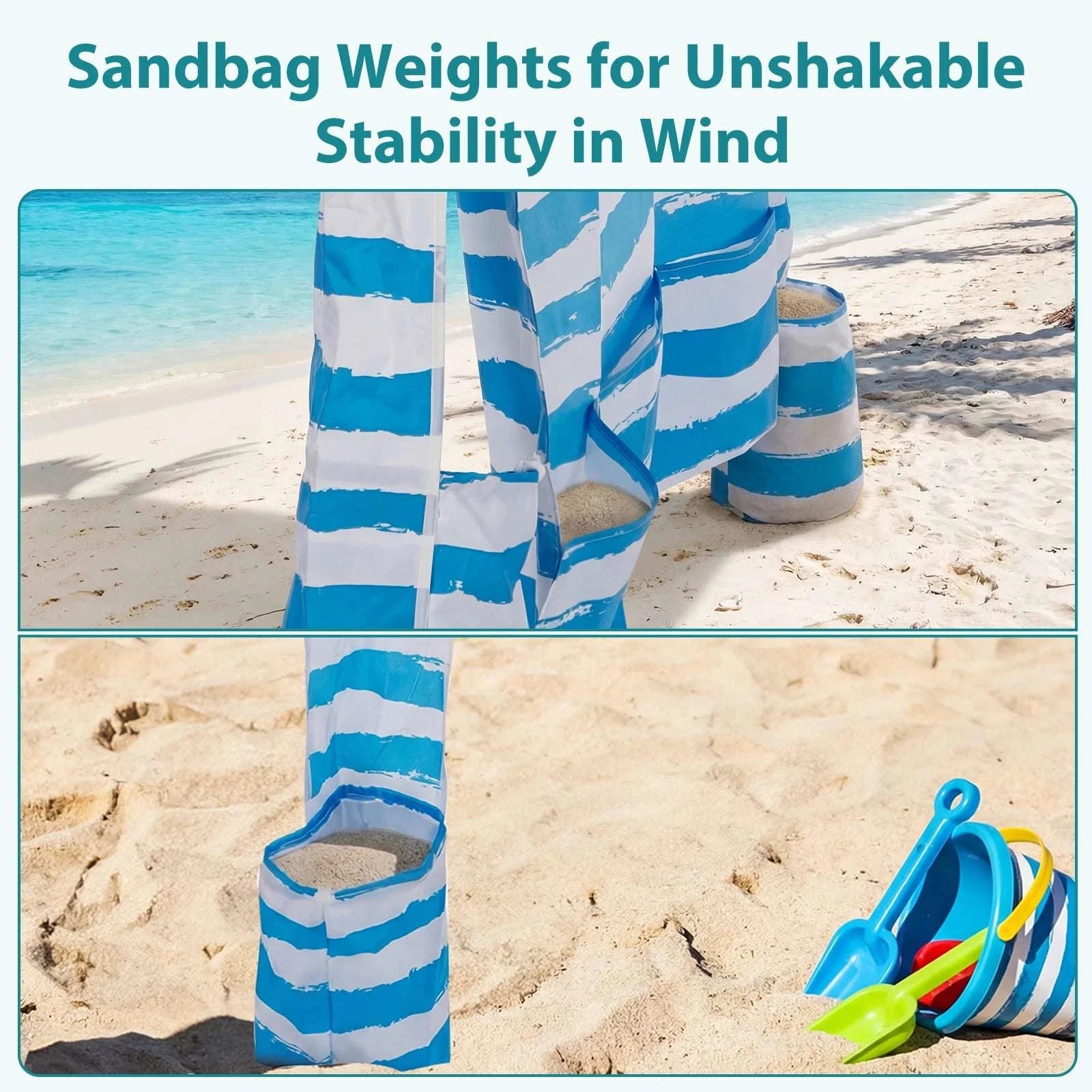 6x6 FT Beach Tent Sun Shelter with Side Wall & UPF 50+ Shade-Starfish Shell / United States