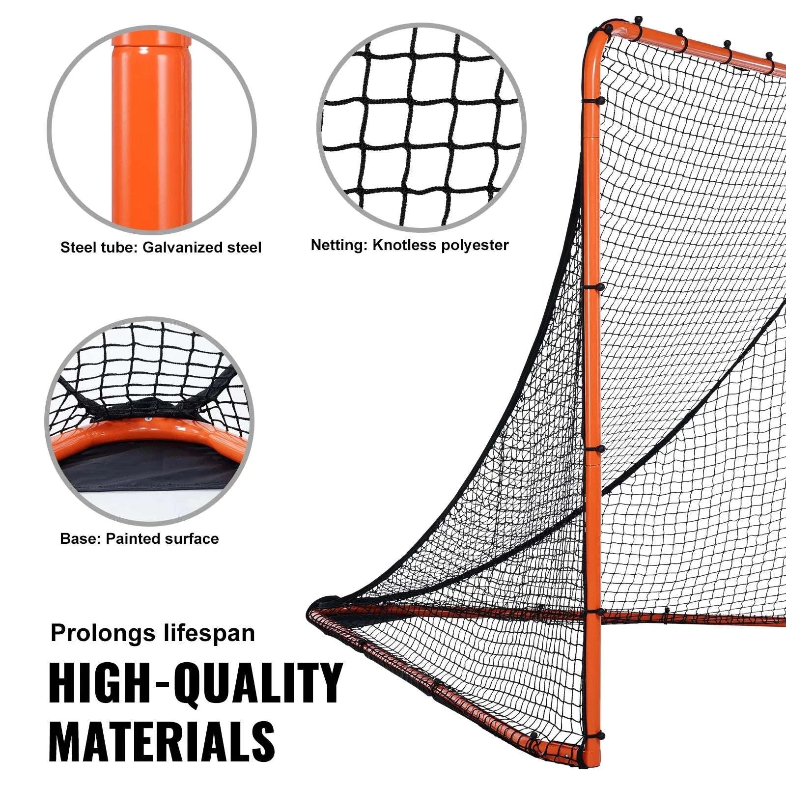 6x6 FT Folding Lacrosse Goal with Steel Frame Training Net-United States