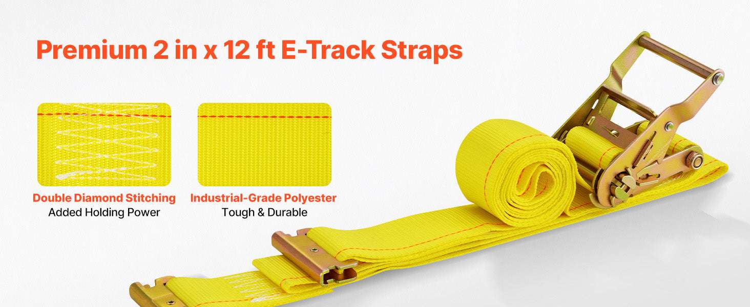 7.7 ft E-Track Tie-Down Rail Kit with Straps & Anchors (4 Pack)-4 Pack / United States