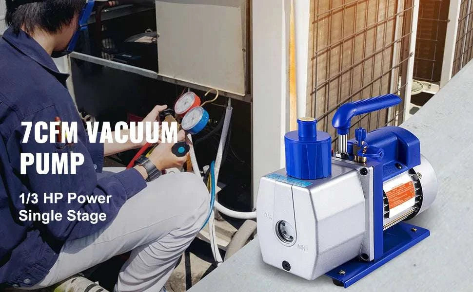 7 CFM Vacuum Pump 1/3 HP Single Stage for HVAC AC Refrigerant-7 CFM / US / United States