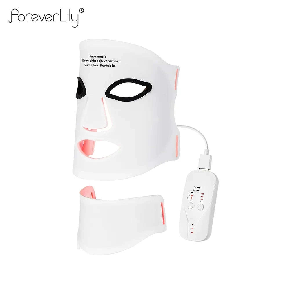 7 Color LED Silicone Face & Neck Mask for Skin Rejuvenation-WHITE / United States