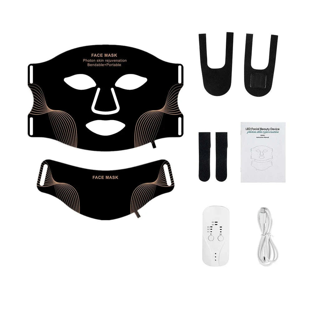 7 Color LED Silicone Face & Neck Mask for Skin Rejuvenation-WHITE / United States