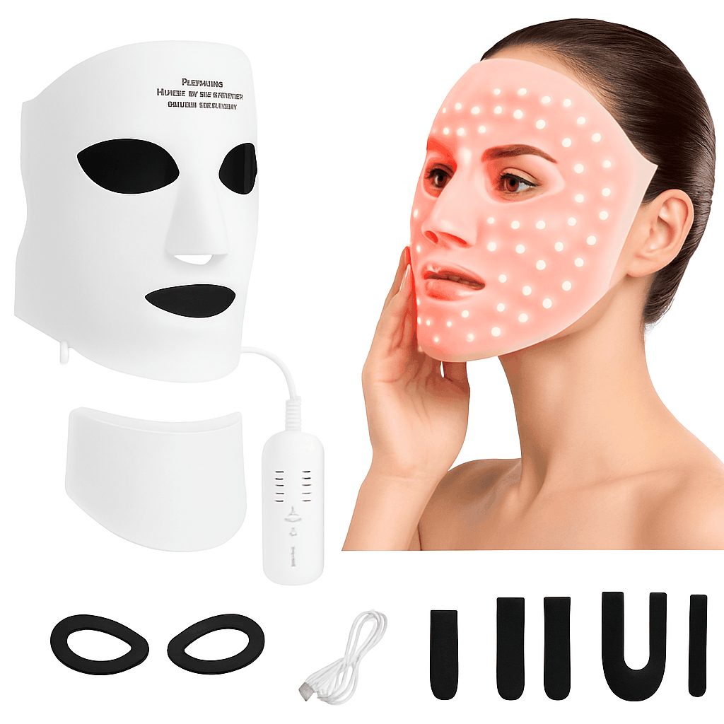 7 Color LED Silicone Face & Neck Mask for Skin Rejuvenation-WHITE / United States