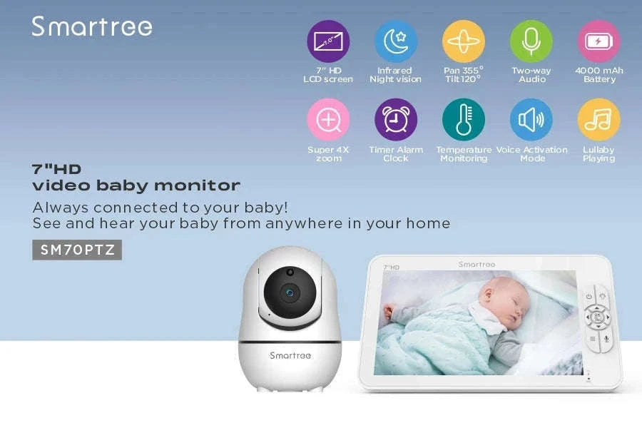7" HD Baby Monitor with 1080P Display, Night Vision & 1000ft Range-US / China Mainland