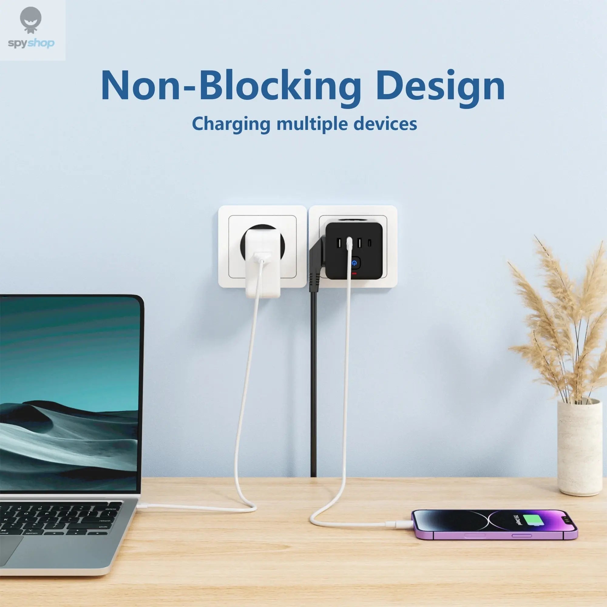 7-in-1 EU Power Strip, Power Strip Surge Protector 3 AC Outlets 3 USB 1 Type-C, Desktop Charging Station With Overload Protecti Spy-shop.com