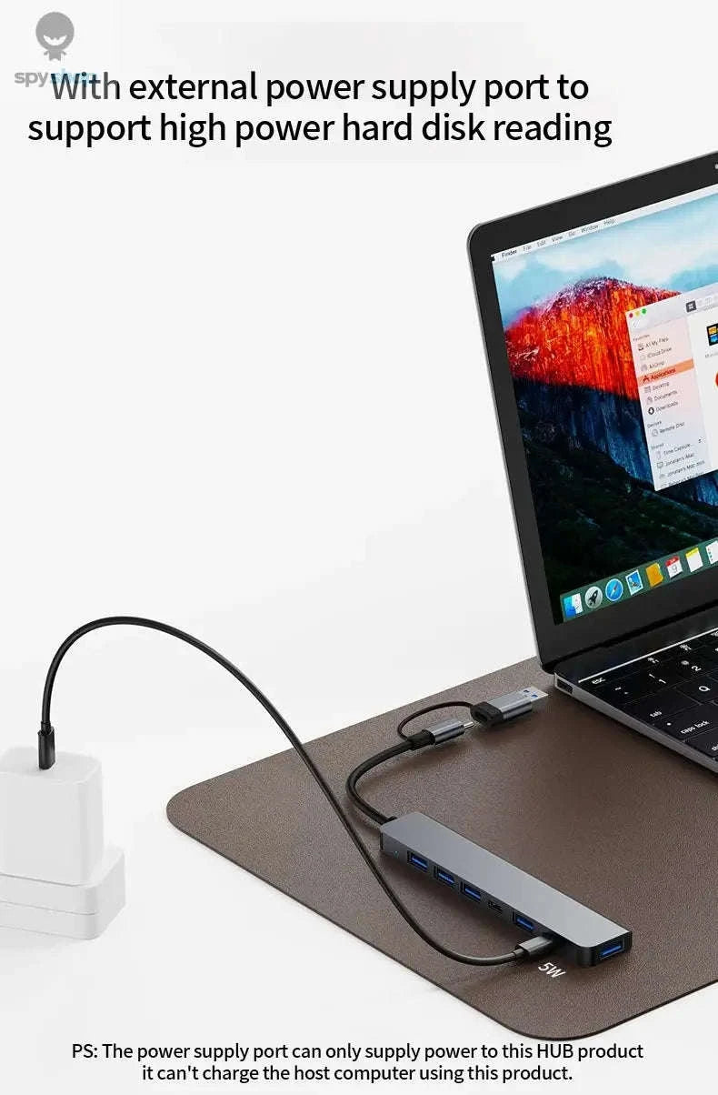 7-in-1 Aluminum USB C Hub – Sleek Multi‑Port Connectivity for Modern Devices-7 in 1 A With C