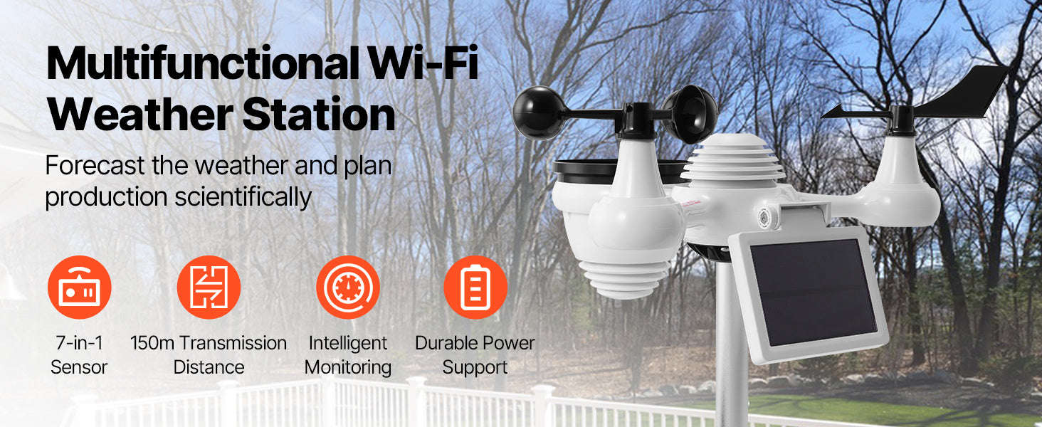 7-in-1 WiFi Weather Station with Solar Sensor & 7.5" Display-CZECH REPUBLIC