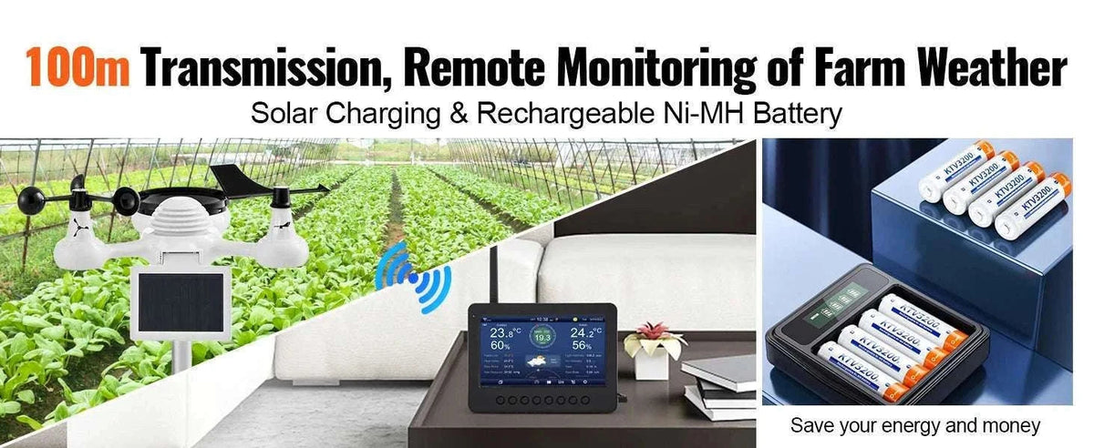 7-in-1 WiFi Weather Station with Solar Sensor & 7" Display-YT60233 / United States