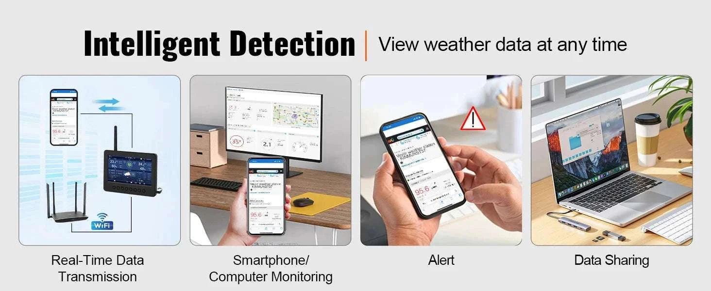7-in-1 WiFi Weather Station with Solar Sensor & 7" Display-YT60233 / United States
