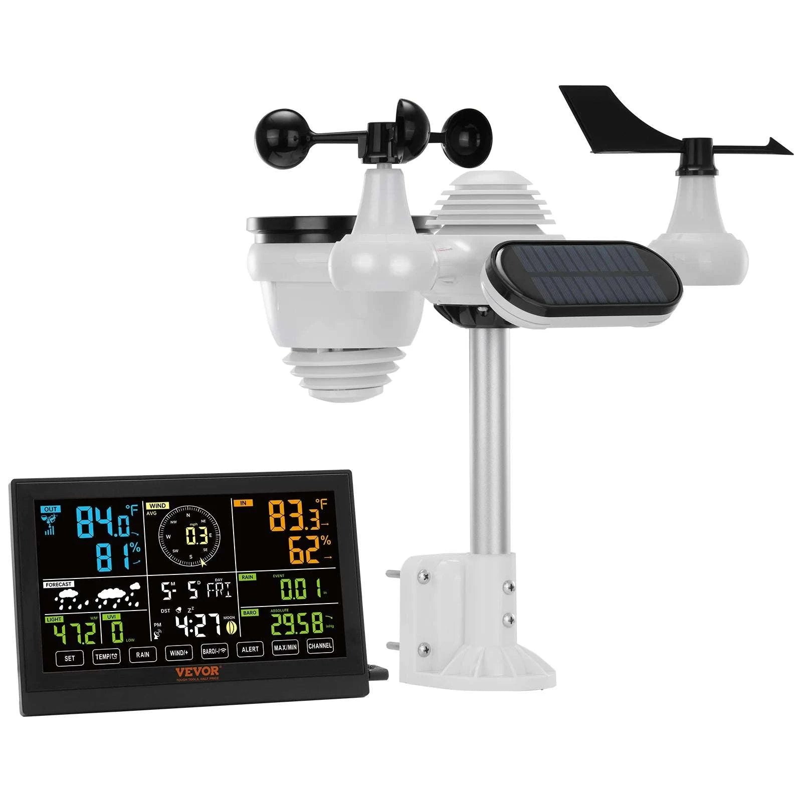 7-in-1 Wireless Weather Station with 7.5" Display & Outdoor Sensor-spain
