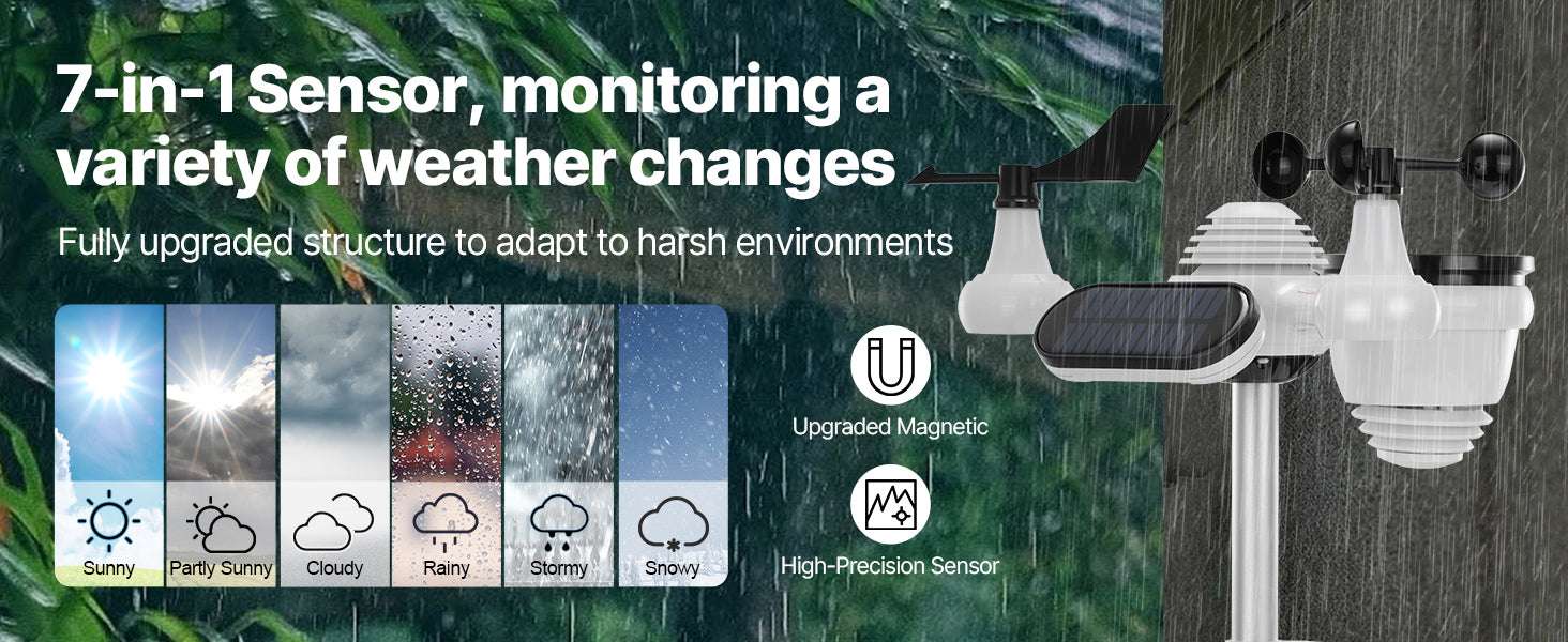 7-in-1 Wireless Weather Station with 7.5" Display & Outdoor Sensor-spain