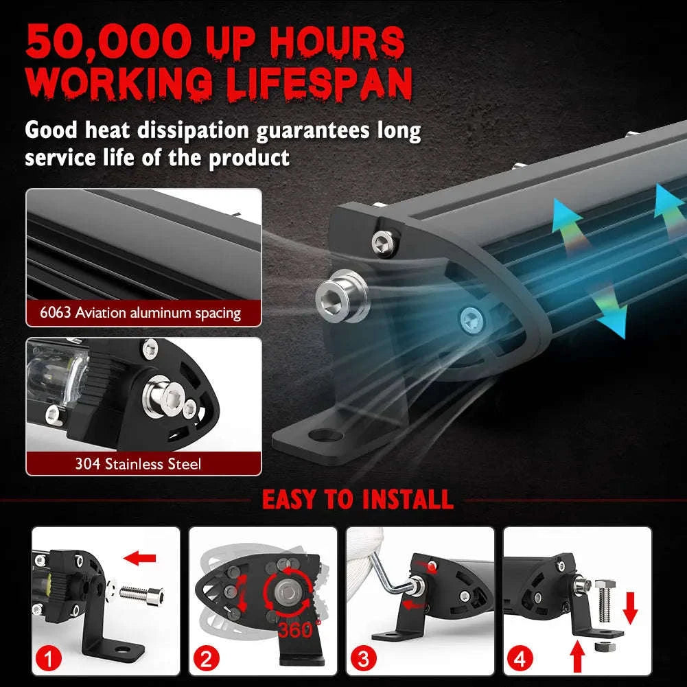 7 Inch 120W LED Work Light Bar for 12V/24V Vehicles-Flood-8IN-Y