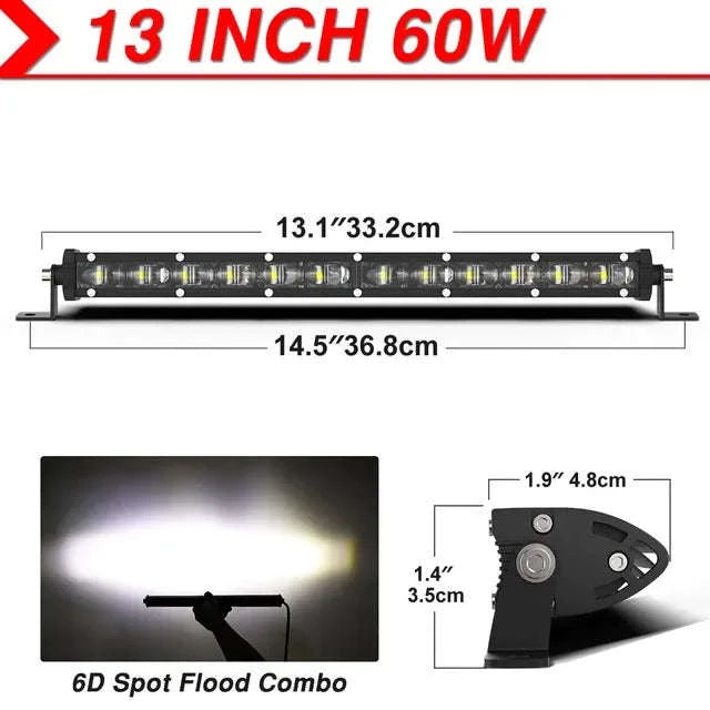 7 Inch 120W LED Work Light Bar for 12V/24V Vehicles-Flood-8IN-Y