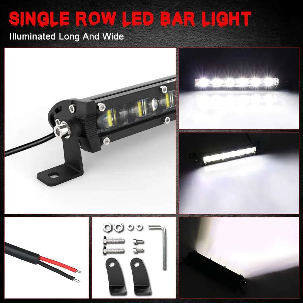 7 Inch 120W LED Work Light Bar for 12V/24V Vehicles-Flood-8IN-Y