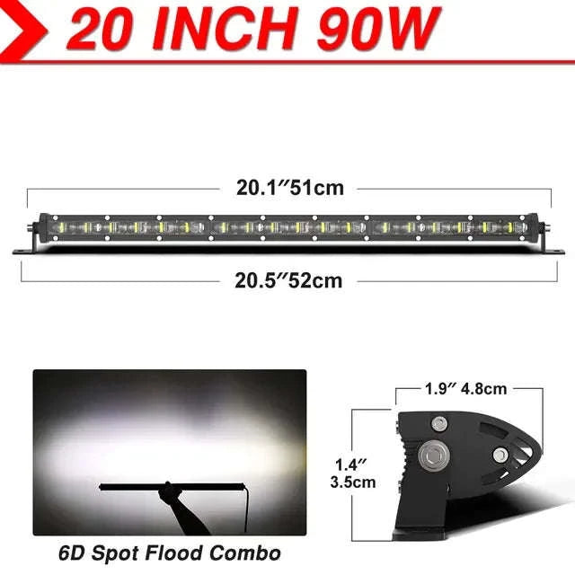 7 Inch 120W LED Work Light Bar for 12V/24V Vehicles-Flood-8IN-Y