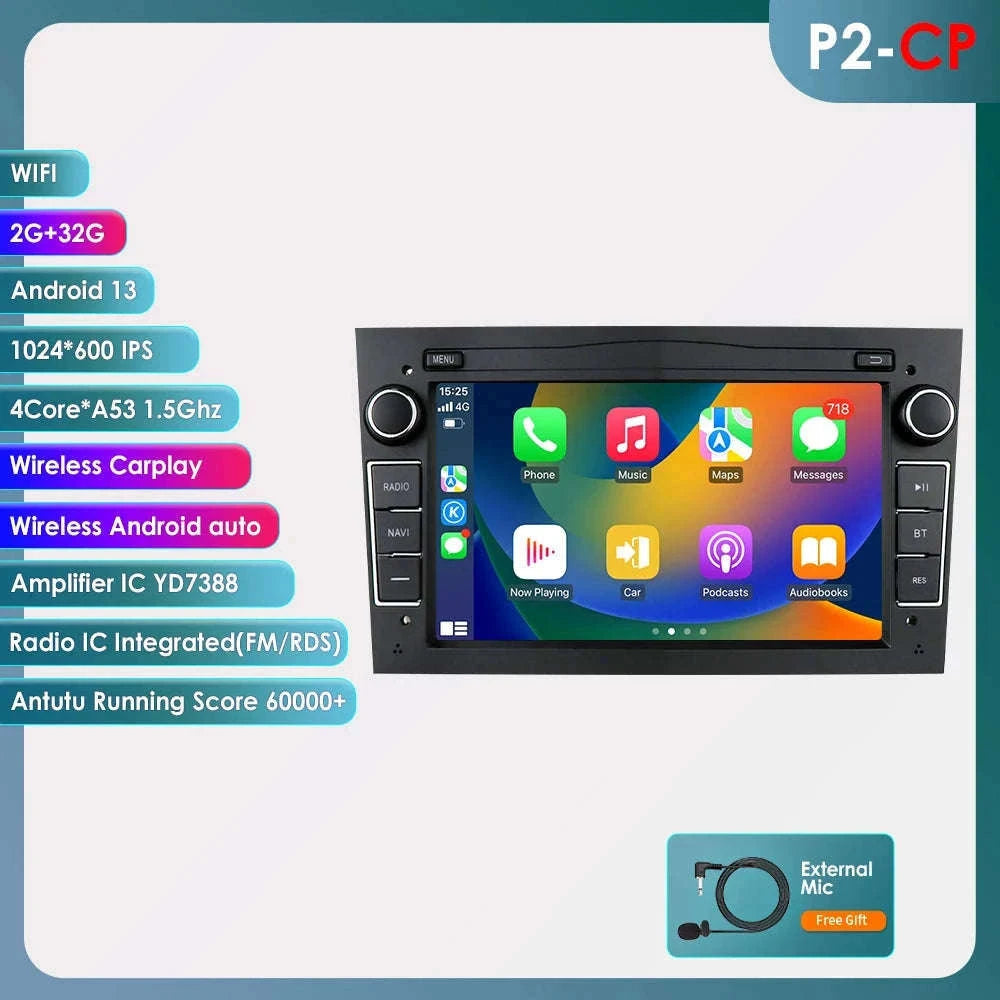 7-Inch Android Car Radio with CarPlay for Opel-S6 Black / france