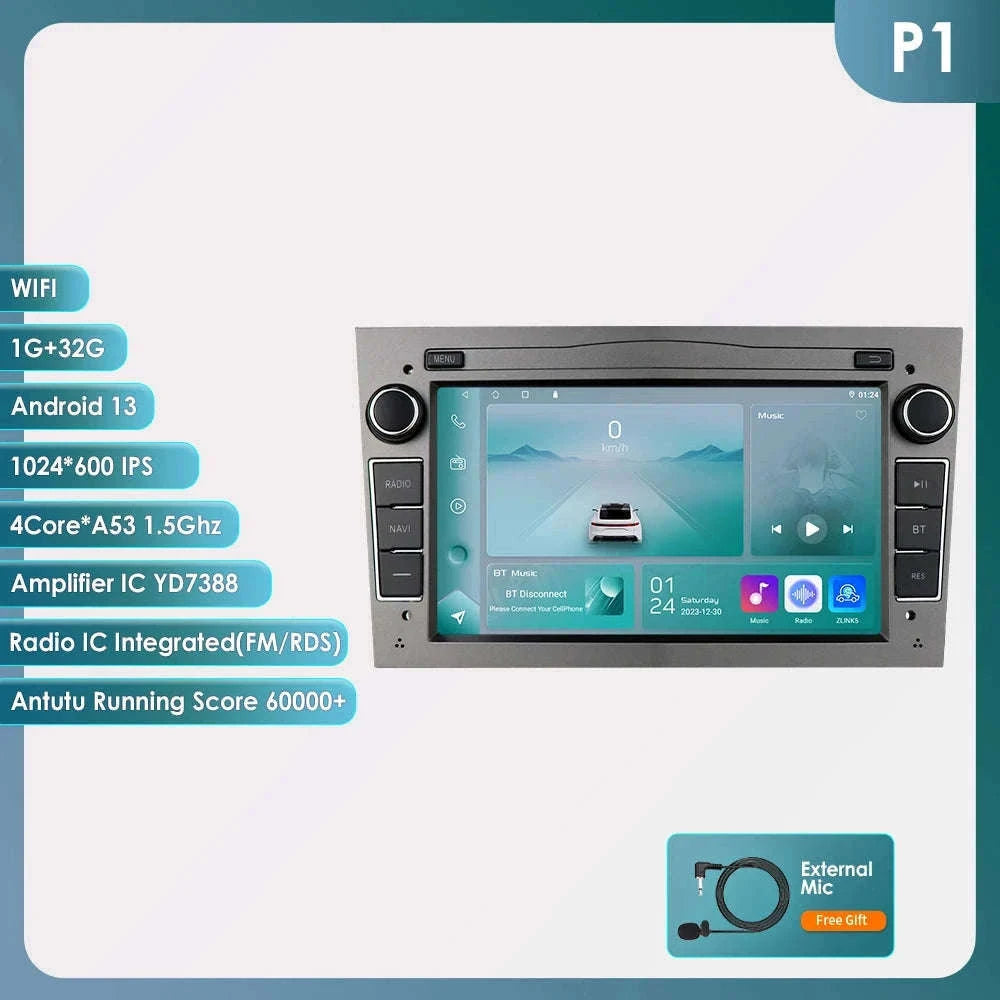 7-Inch Android Car Radio with CarPlay for Opel-S6 Black / france