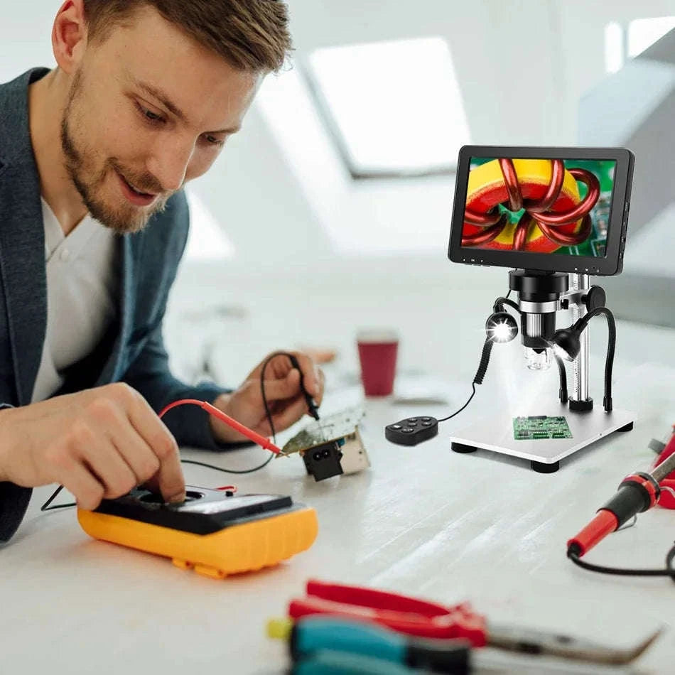 7 Inch Digital Microscope 50X-1200X HD LCD for PCB Electronics Soldering-United Kingdom